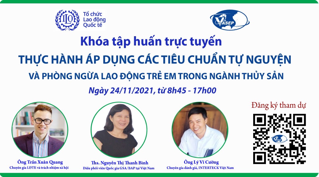 KHÓA TẬP HUẤN (K.23) THỰC HÀNH ÁP DỤNG CÁC TIÊU CHUẨN TỰ NGUYỆN VÀ PHÒNG NGỪA LAO ĐỘNG TRẺ EM TRONG NGÀNH THỦY SẢN