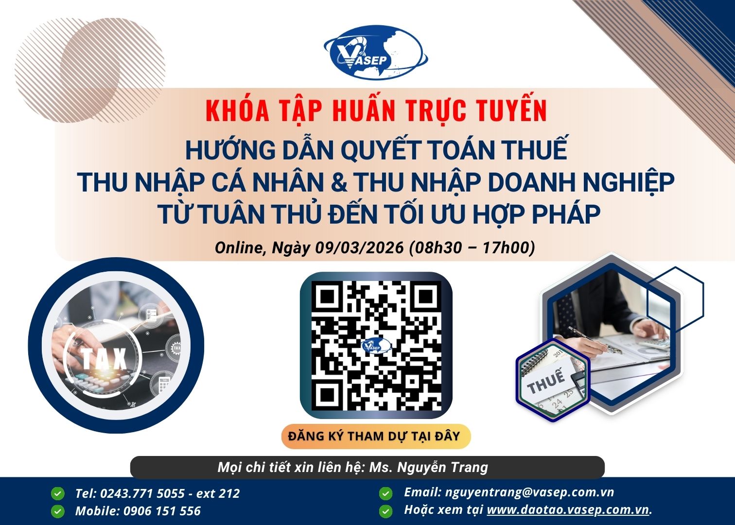 Khóa tập huấn Hướng dẫn quyết toán thuế thu nhập cá nhân  thu nhập doanh nghiệp - Từ tuân thủ đến tối ưu hợp pháp
