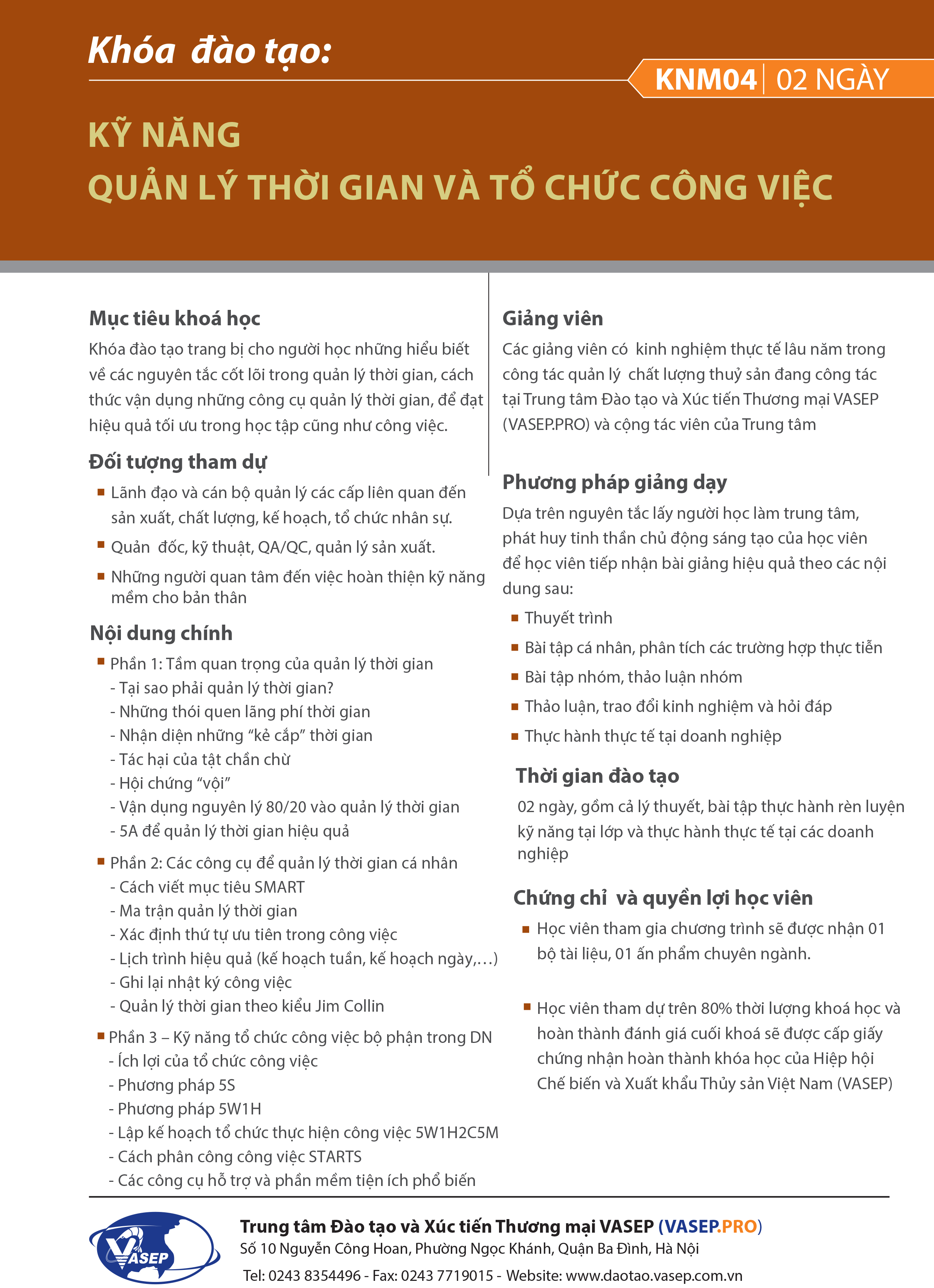 KỸ NĂNG QUẢN LÝ THỜI GIAN VÀ TỔ CHỨC CÔNG VIỆC