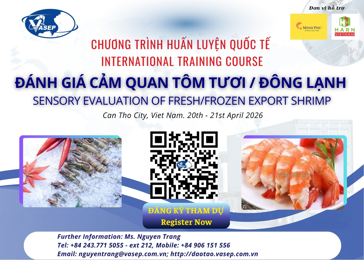 Khóa tập huấn quốc tế về “Đánh giá cảm quan Tôm tươiđông lạnh xuất khẩu