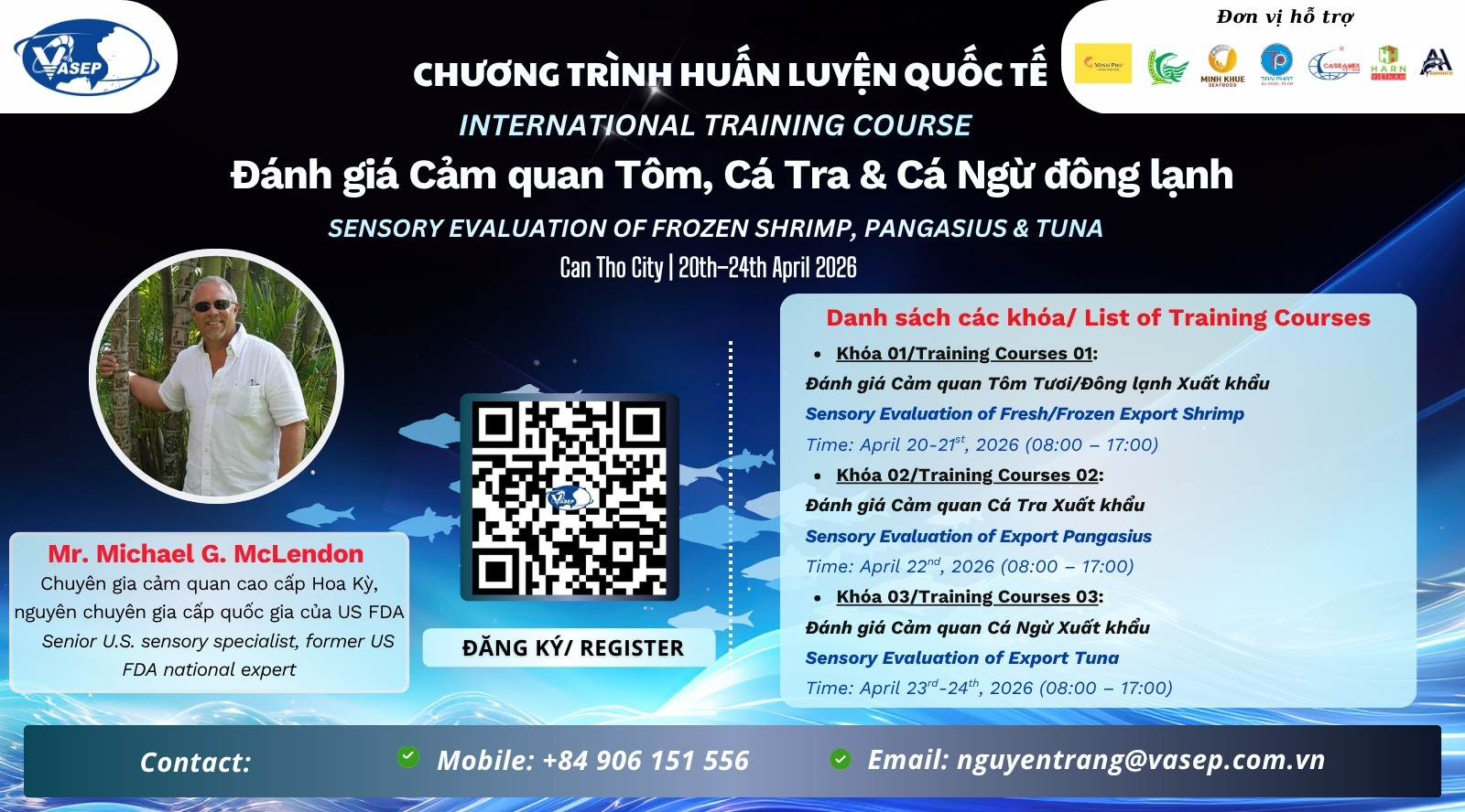 03 khóa tập huấn quốc tế về “Đánh giá cảm quan tôm, cá tra, cá ngừ”