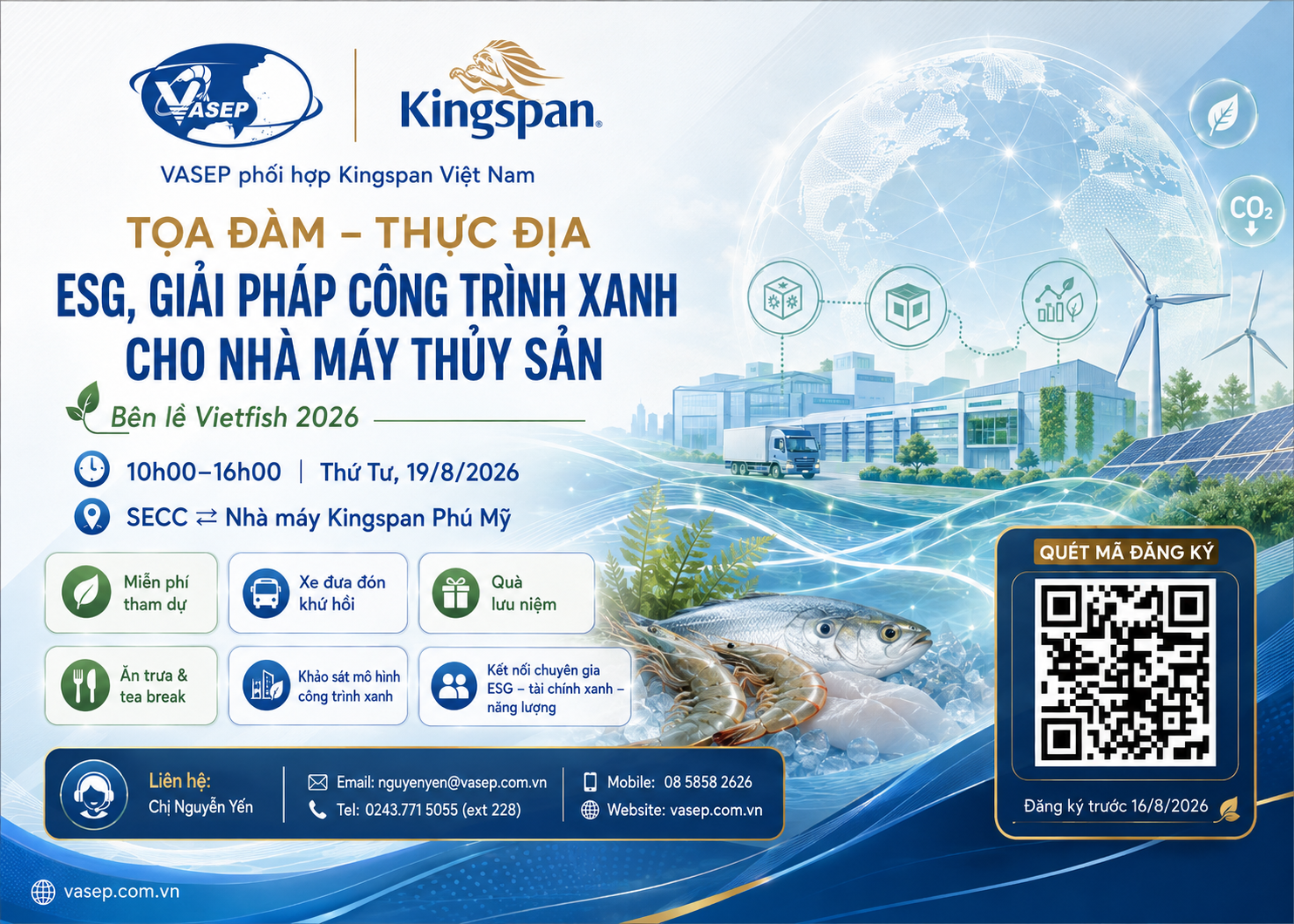 Chương trình Tọa đàm – thực địa bên lề Vietfish 2026 “ESG, giải pháp công trình xanh cho nhà máy thủy sản”