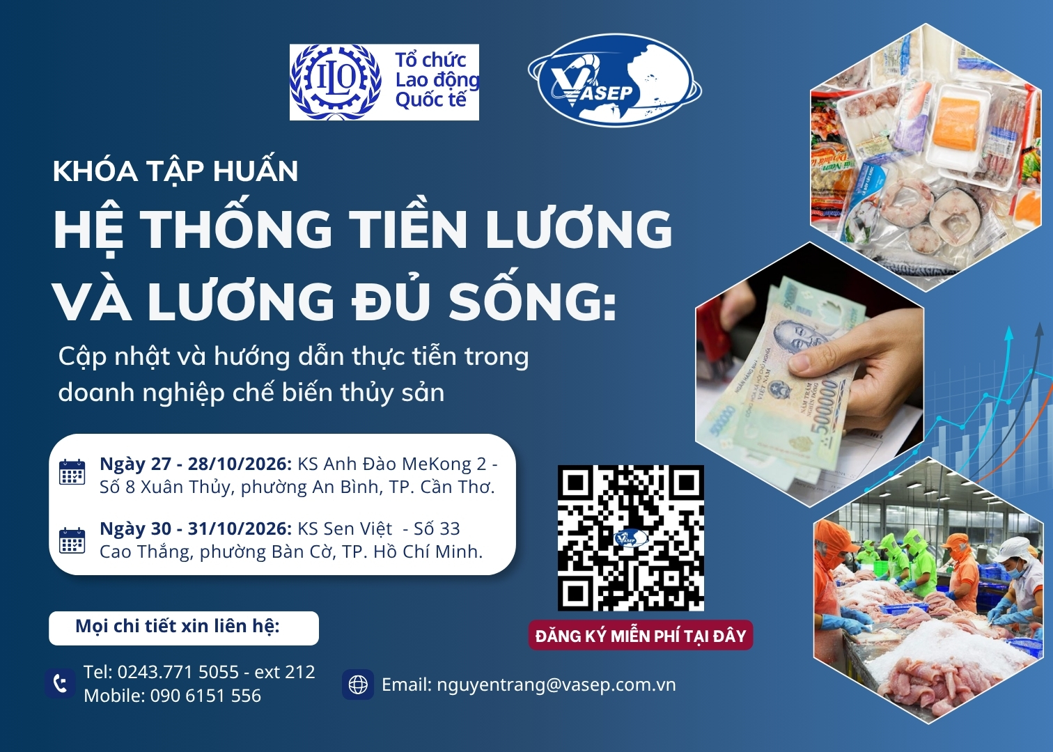 Khóa tập huấn Hệ thống tiền lương và lương đủ sống Cập nhật và hướng dẫn thực tiễn trong doanh nghiệp chế biến thủy sản
