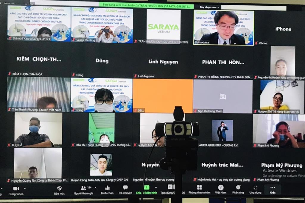 VASEP phối hợp cùng SARAYA GREENTEK tổ chức thành công khóa tập huấn trực tuyến về “Vệ sinh và làm sạch các loại bề mặt tiếp xúc thực phẩm” cho 217 đại biểu.