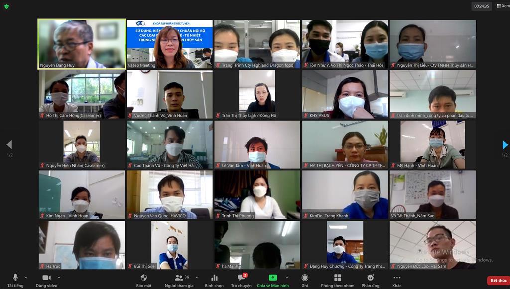 VASEP tổ chức thành công khóa tập huấn trực tuyến “ Sử dụng, kiểm tra, hiệu chuẩn nội bộ các loại cân – nhiệt kế – tủ nhiệt trong nhà máy chế biến thủy sản”