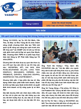 Bản tin hoạt động đào tạo và phát triển dự án số 1 - tháng 1-22013
